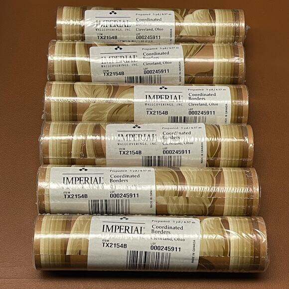 6 Wallpaper Border Rolls TX2154B Tan Brown Scroll 30yd Total 90ft Imperial - Picture 4 of 6